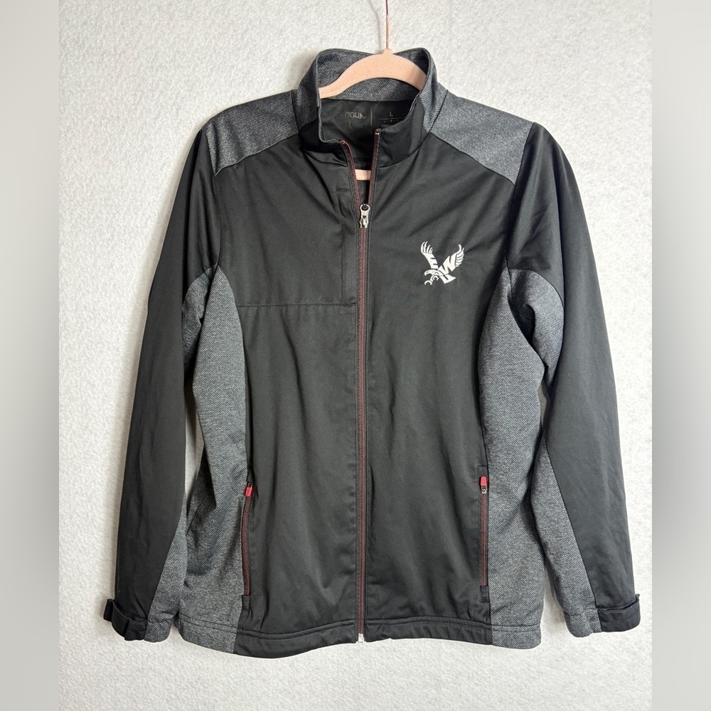 Men’s Antigua Jacket Size Large Black and Trimmed in Red